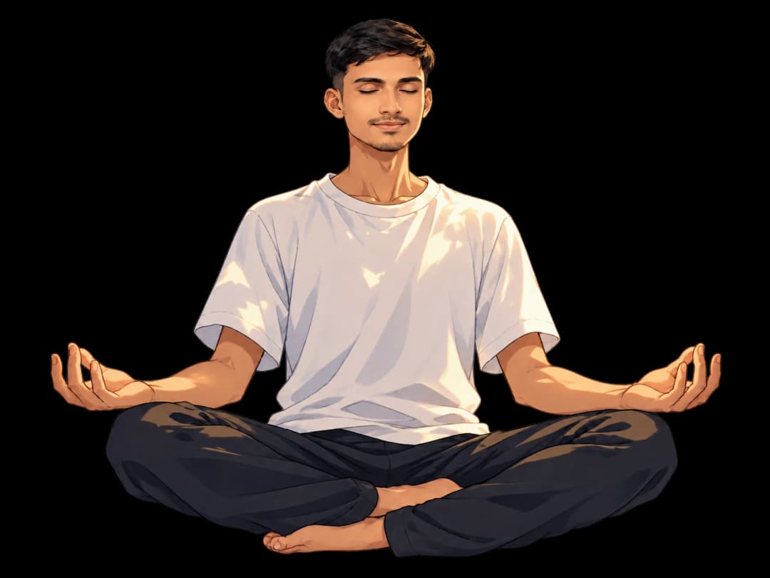 Rony seated in meditation